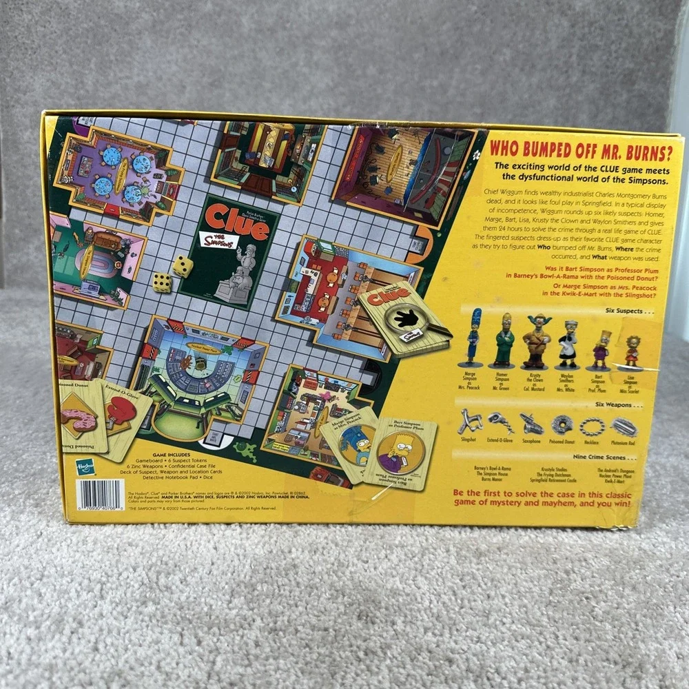 The Simpsons CLUE Parker Brothers Classic Detective Board Game 2002